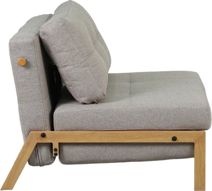 Poltronë-krevat Fancy, material stof, ngjyrë bezhë, këmbë natyrale, 95x98x70cm