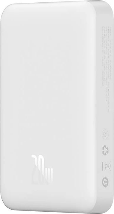 Powerbank Baseus Magnetic Mini 10000mAh, USB-C 20W, MagSafe, e bardhë