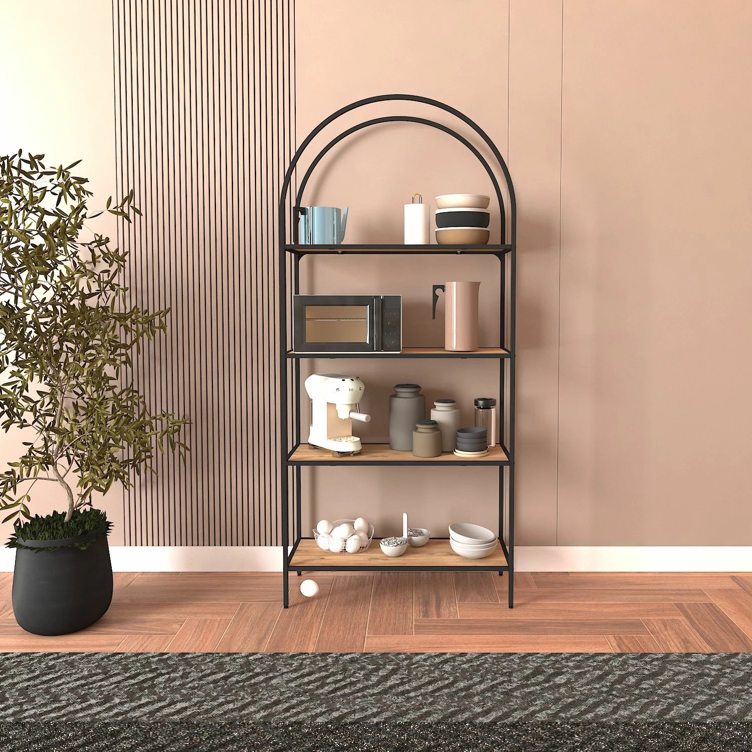 Raft librash Hanah Home, Mona 80, ngjyrë e zezë, Atlantic Pine