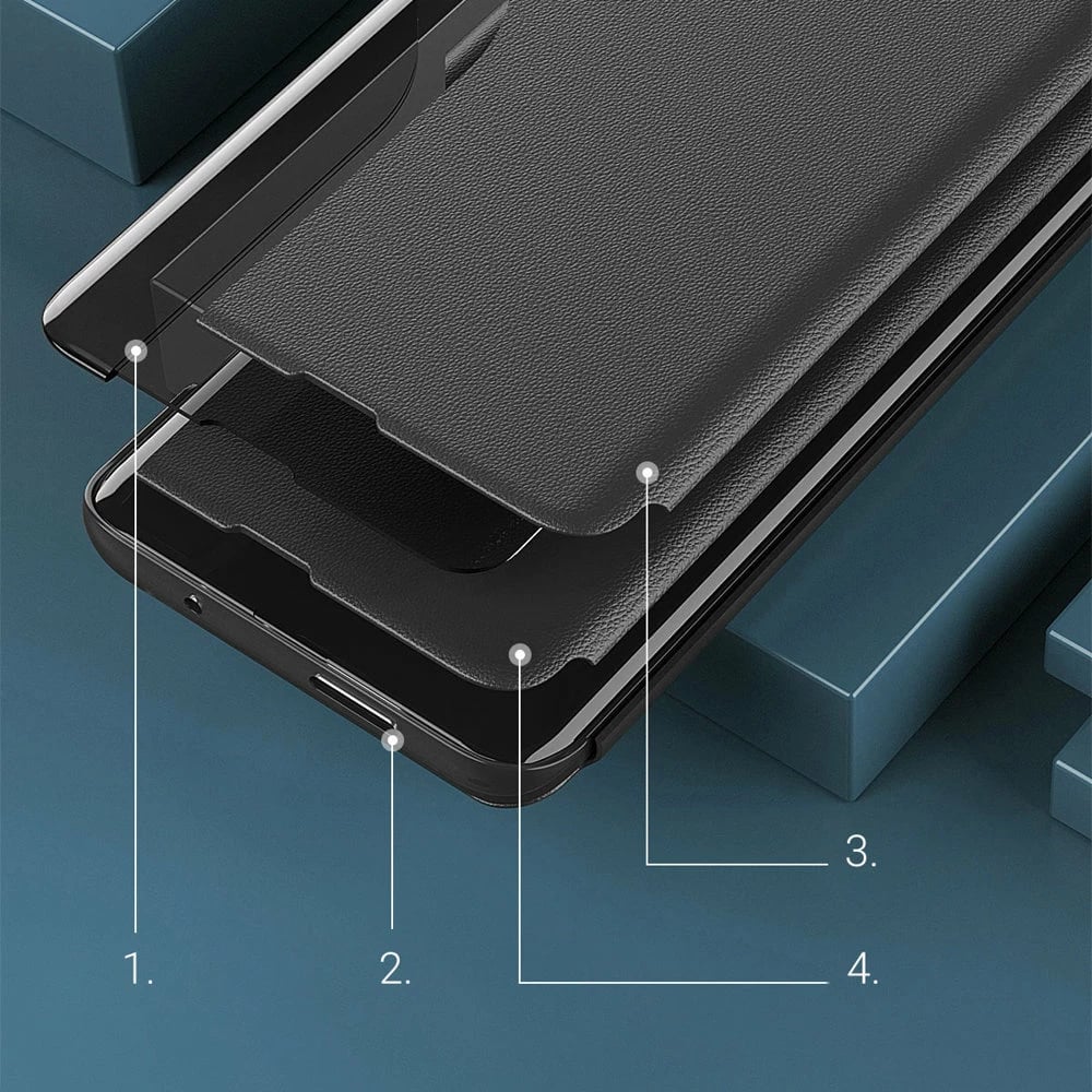 Mbështjellës Hurtel Eco Leather View Case për Xiaomi Redmi Note 11 Pro+ 5G / 11 Pro 5G / Mi 11i HyperCharge / Poco X4 NFC 5G, kaltër