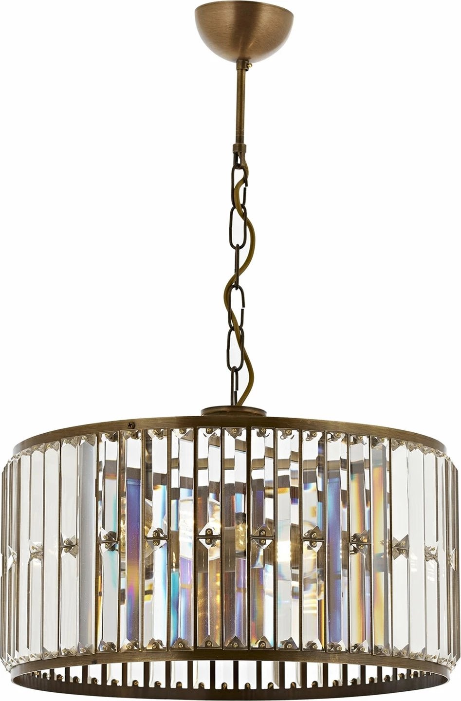 Llambë tavani Opviq, AV-1667-3E, ngjyrë antike, trup metalik, kapak kristali, 65x40cm