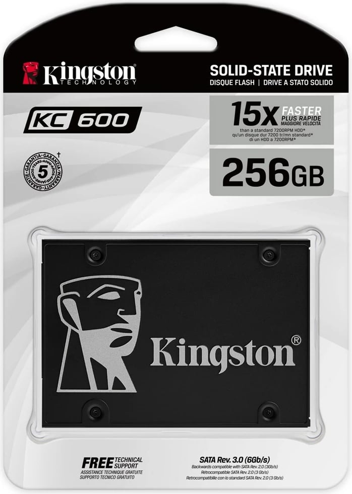 Disk Kingston, KC600, 2.5", 256 GB, Serial ATA III, 3D TLC, e zezë