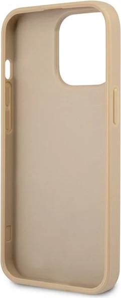 Mbështjellës Guess SaffianoTriangle Logo për iPhone 14 Pro 6.1", Bezhe