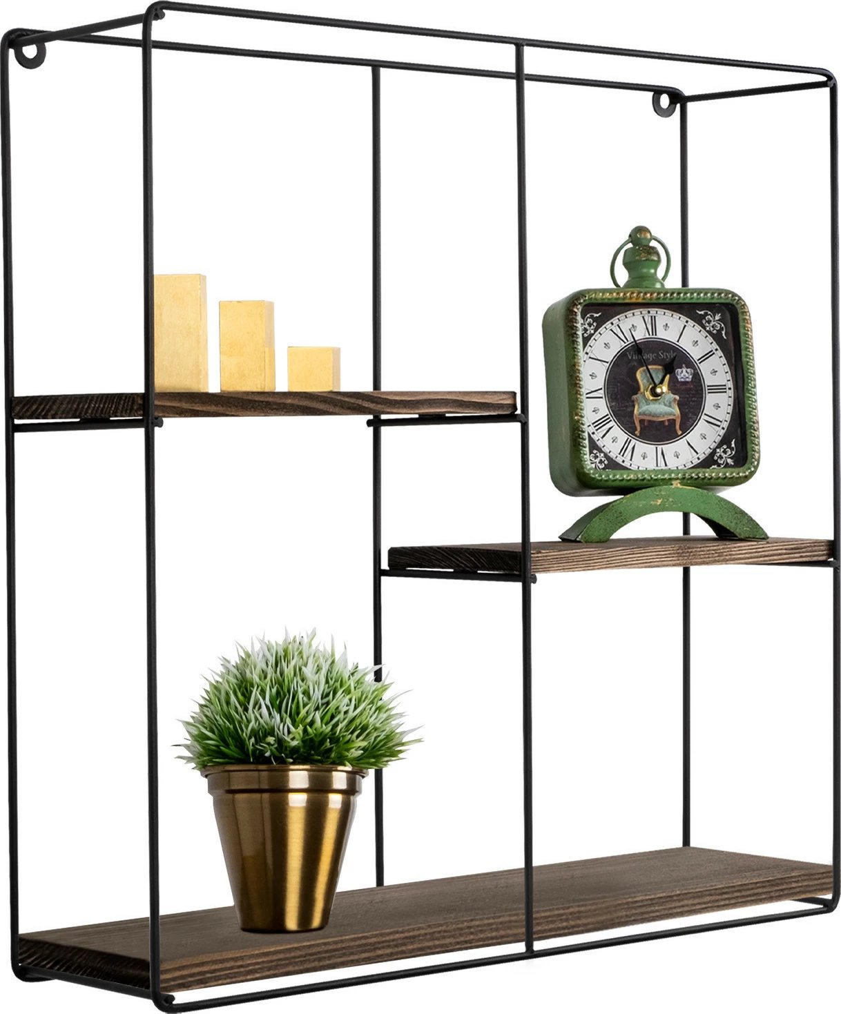 Raft muri Hanah Home, ngjyrë e zezë dhe arre, 3 pjesë