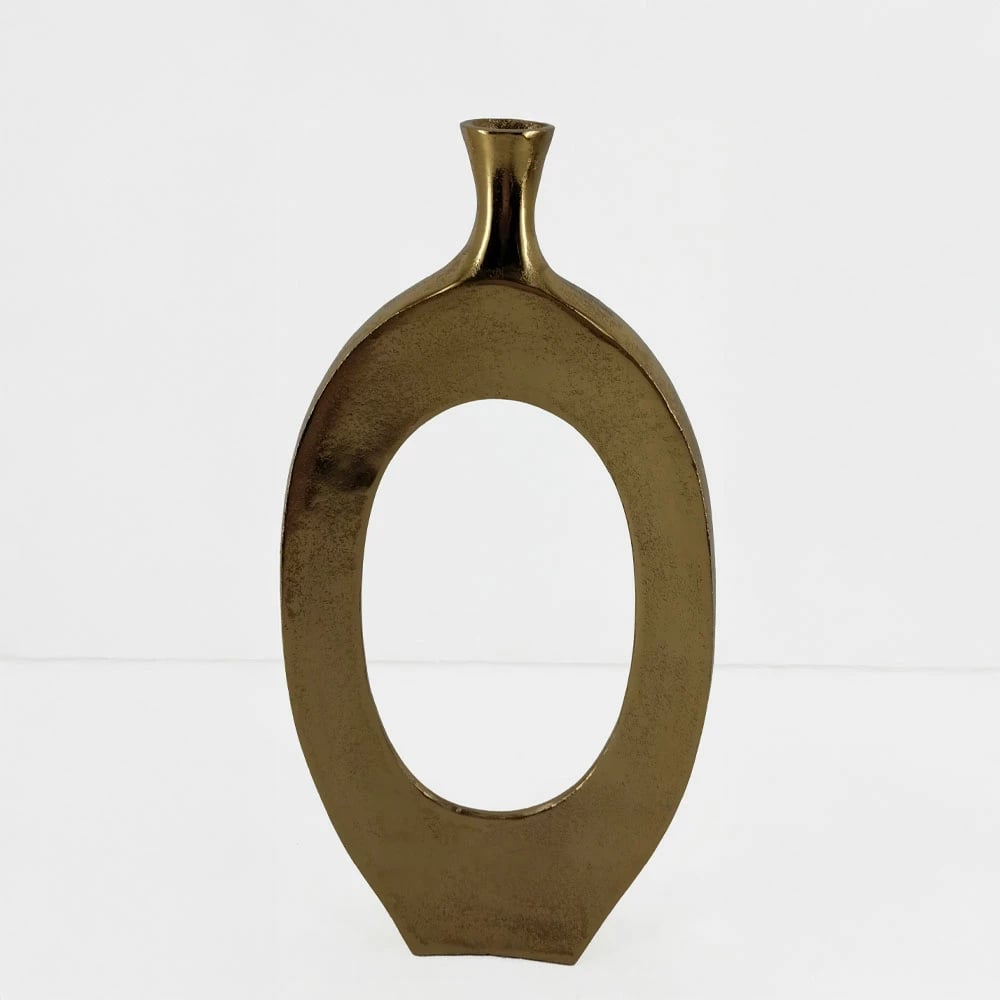 Vazo abstrakte, alumin, ngjyrë ari, 25x5x50cm