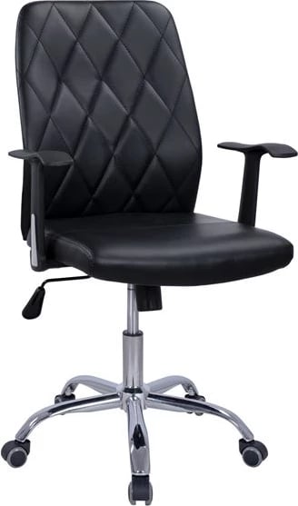 Karrige zyre FH1153.01 me këmbë kromi, ngjyrë e zezë, 61x59x98-108h cm