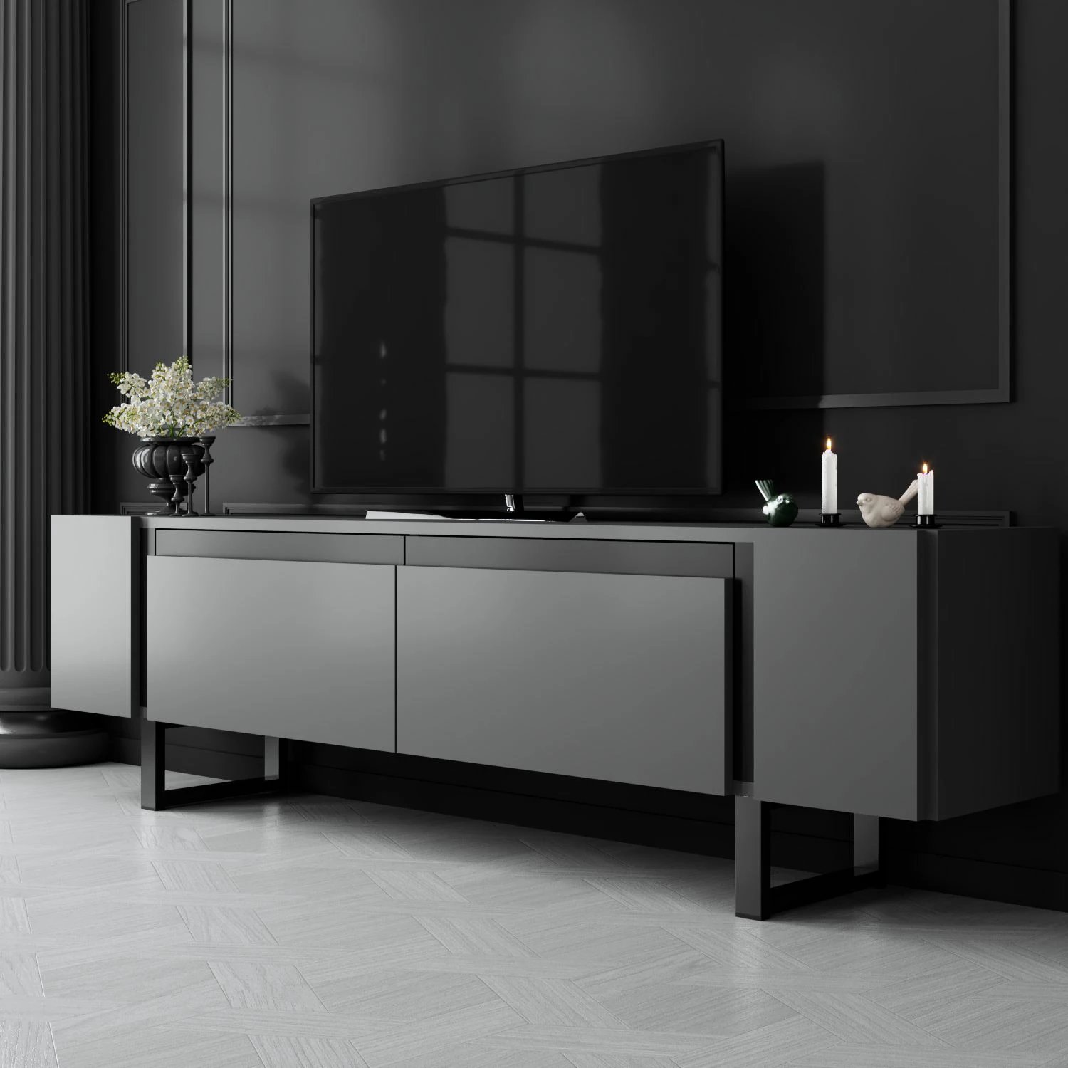 Komodë TV Hanah Home, Yildiz, antracit, e zezë