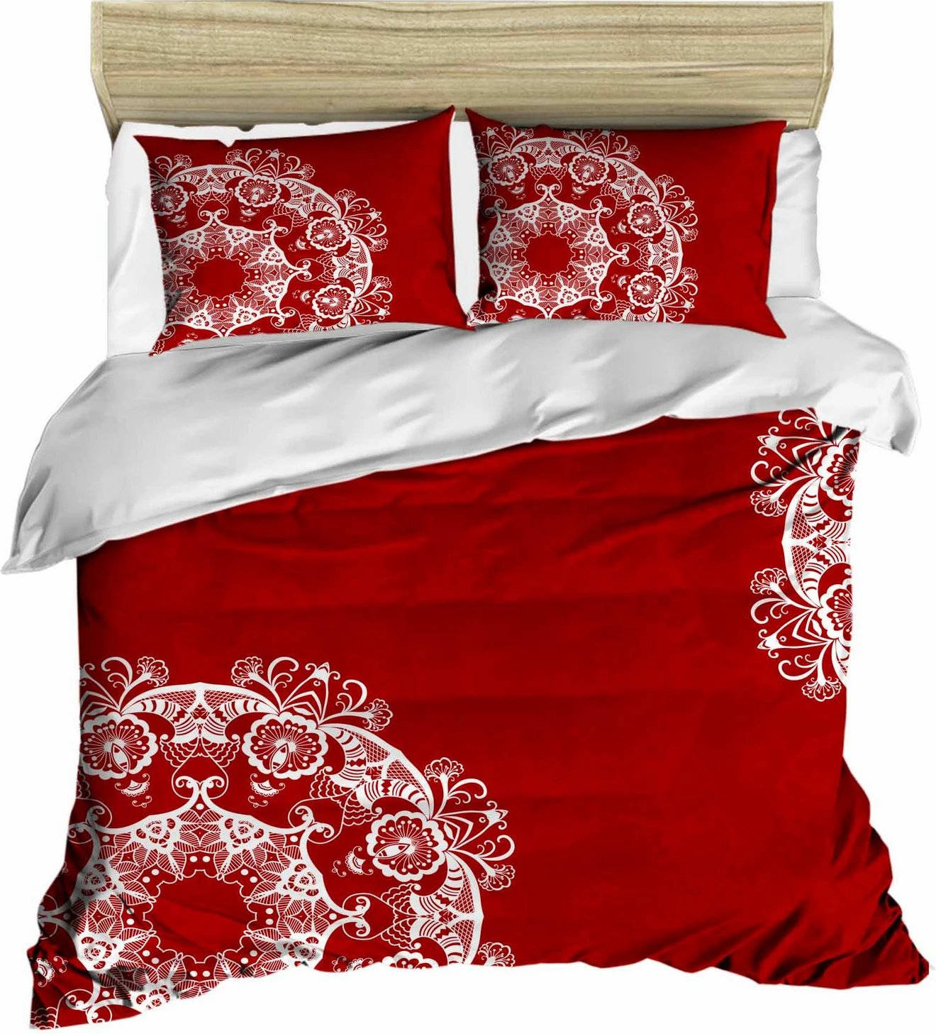 Set mbulesë për jorgan king size, L'essentiel, e kuqe dhe e bardhë, 422