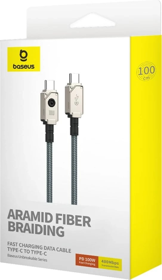 Kabllo USB C në USB C Baseus, 1 m, 100 W, Bardhë