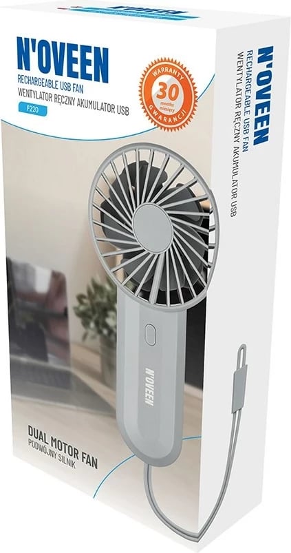 Ventilator dore N'OVEEN F220, USB, 4000 mAh, Gri