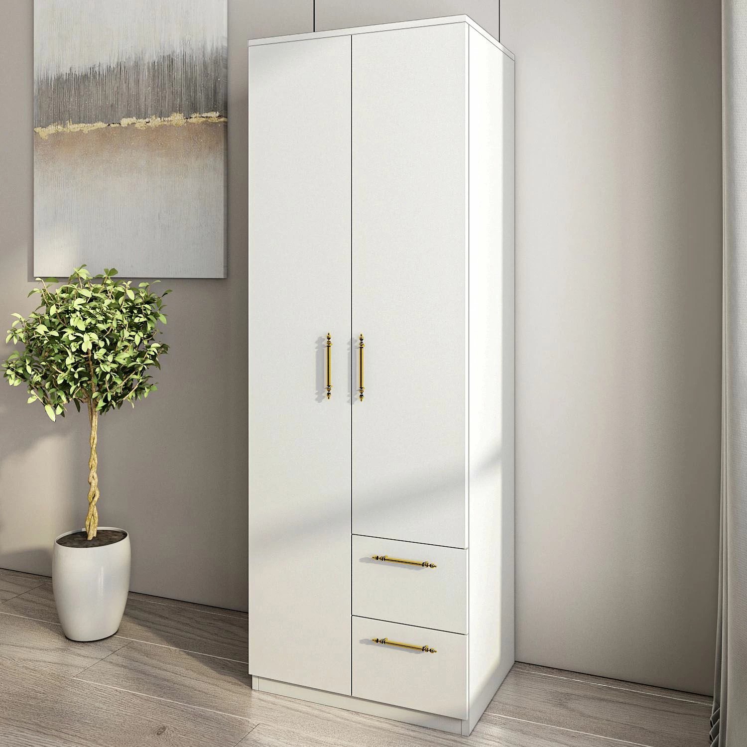 Dollap Merlin 2, ngjyrë e bardhë, Skye Decor