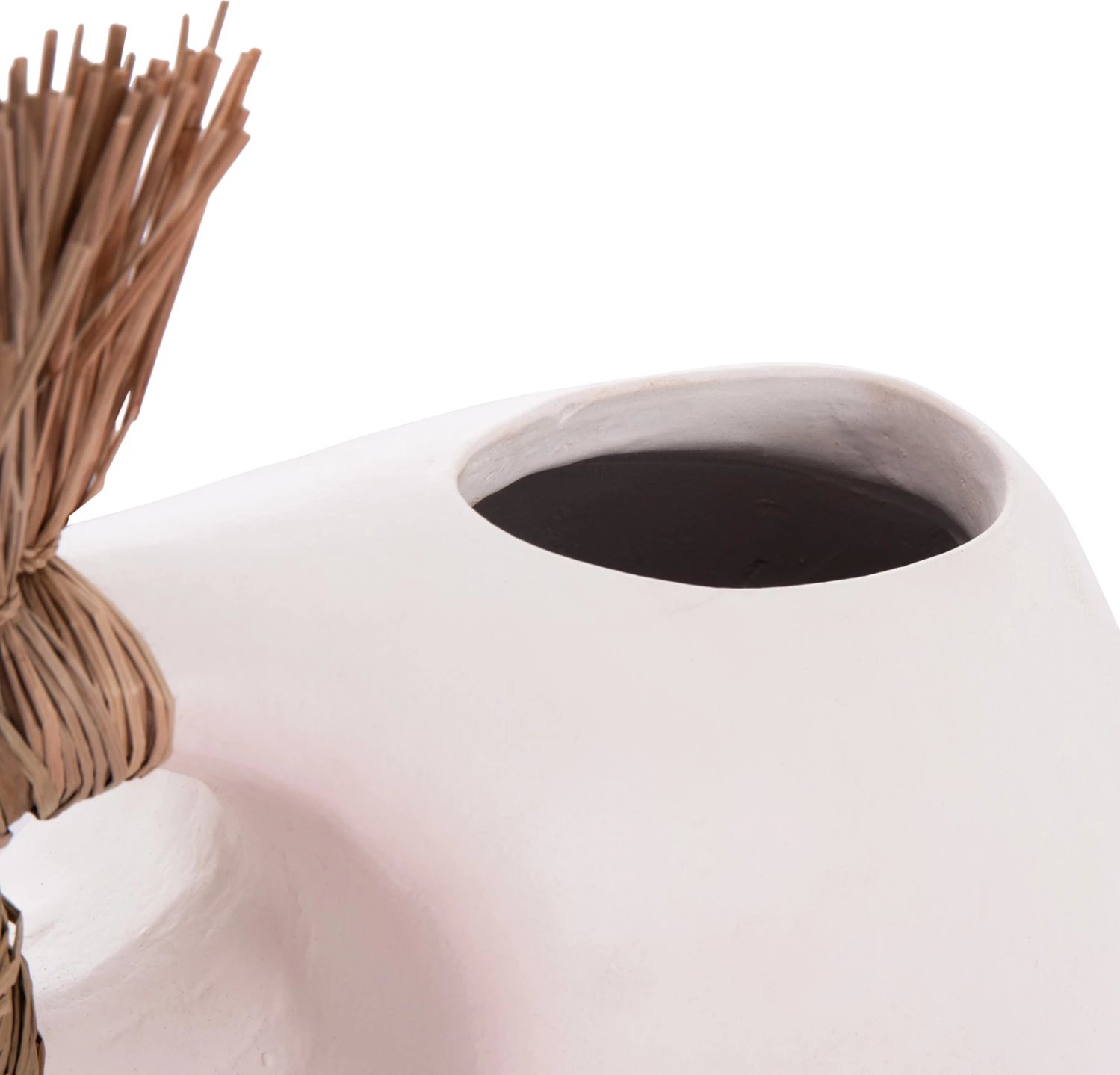 Vazo dekorative tavoline ALICA2, terrakotë e bardhë, dorezë me bar, 44x18x50cm