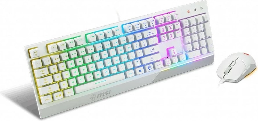 Set gaming tastierë MSI Vigor GK30 dhe maus Clutch GM11, me ndriçim RGB, i bardhë