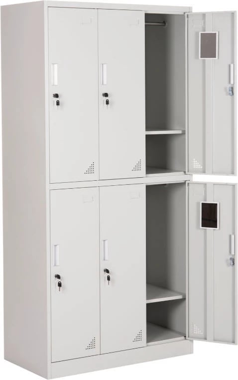 Dollap metalik BRAILA FH5546.11 6 kabinete me çelësa, ngjyrë gri e lehtë, 90x45x185H cm