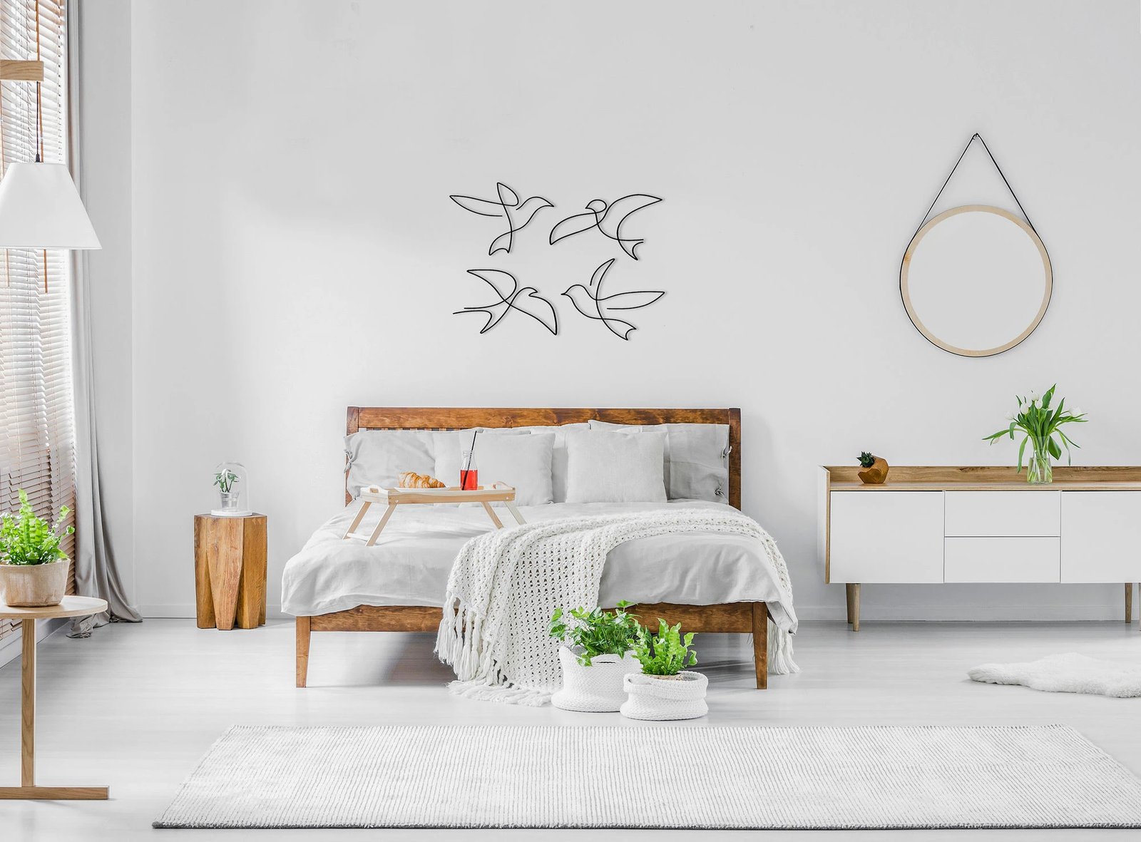 Aksesor dekorativ metalik për mur, zogj, Wallity (4 copë)