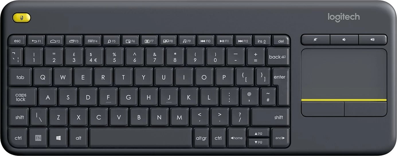 Tastierë wireless Logitech K400 Plus, full-size, QWERTZ, touchpad, e zezë
