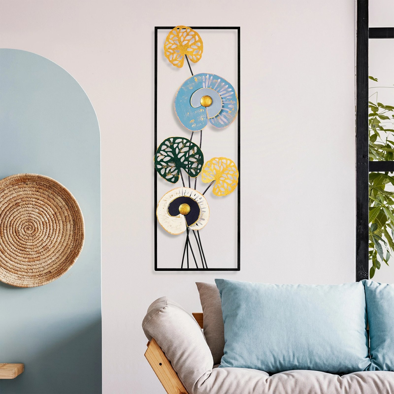 Aksesor dekorativ metalik për mur, Wallity, Grape Vine 1 (3), shumëngjyrësh, 32x90x4 cm