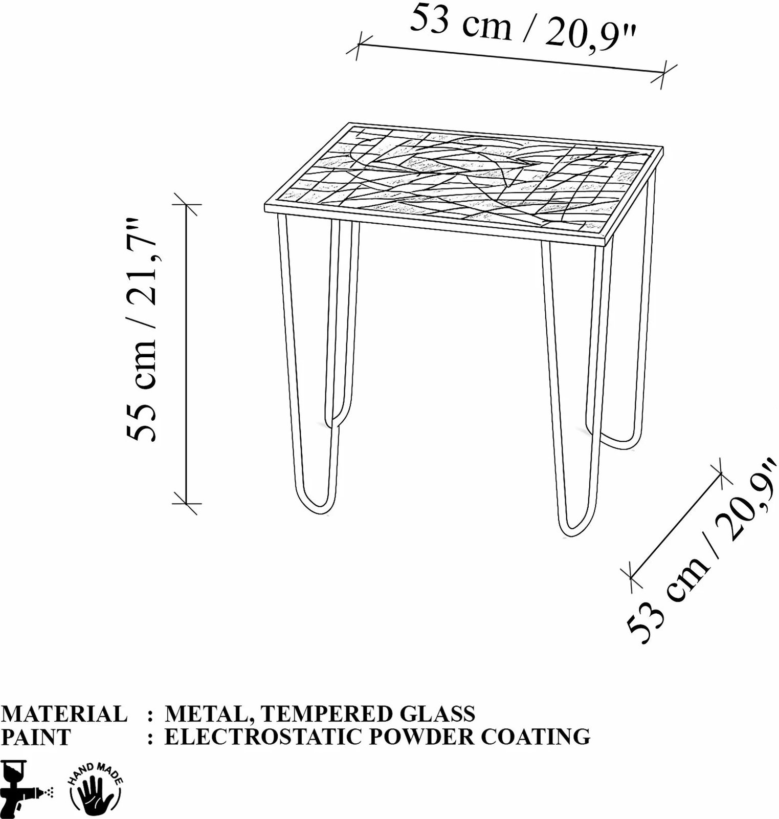 Tavolinë kafeje Skye Decor, Shb-032-A, shumëngjyrëshe