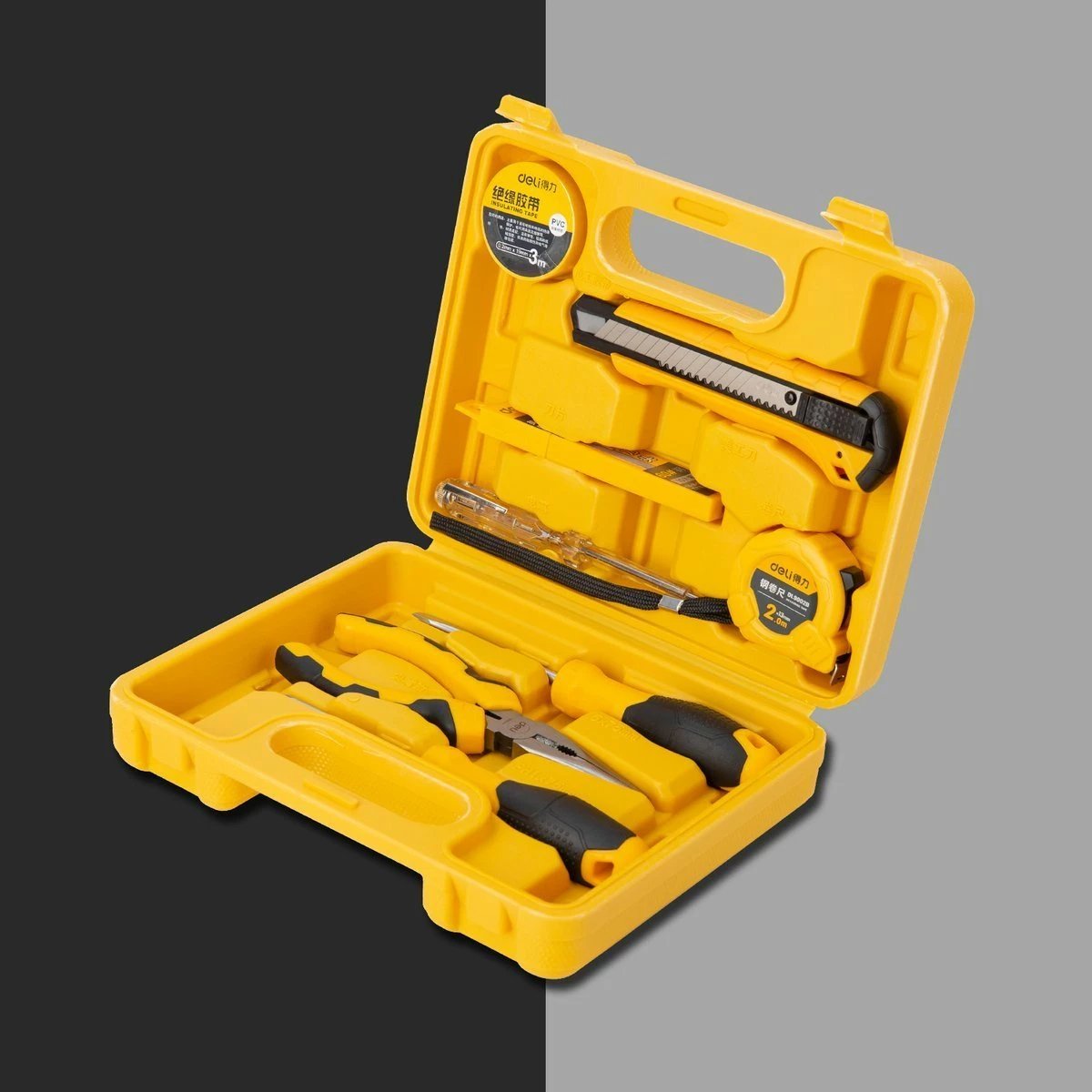 Set veglash Deli Tools EDL1008J, 8 copë, e verdhë