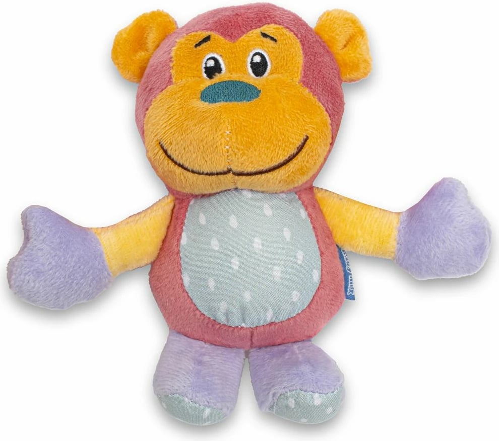 Lodër pellushi me zhurmuese për karrocë, Baby Mix, Hippo & Monkey, me kapëse për karrocë/krevat, e përshtatshme që nga dita e parë, shumëngjyrëshe