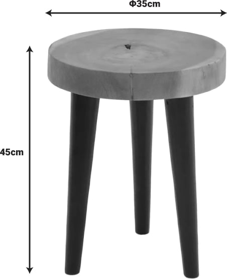 Tavolinë anësore Labous dru suar, ngjyrë natyrale e zezë, D35x45cm