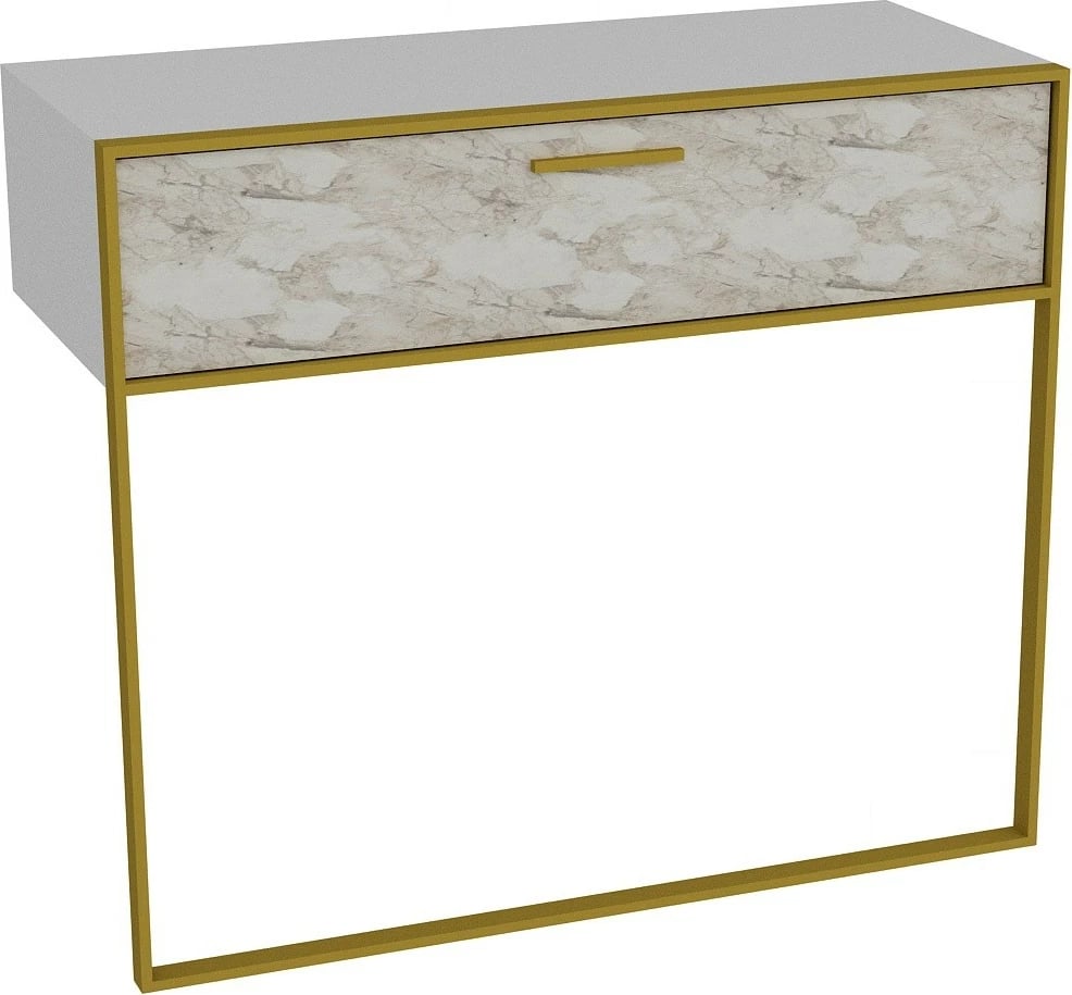 Komodë anësore Hanah Home, Polka, e bardhë dhe ari