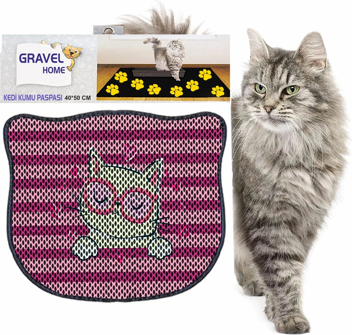 Tapet për rërë mace, Paws & Whiskers, Kdkafa0002, shumëngjyrësh, 40x50cm