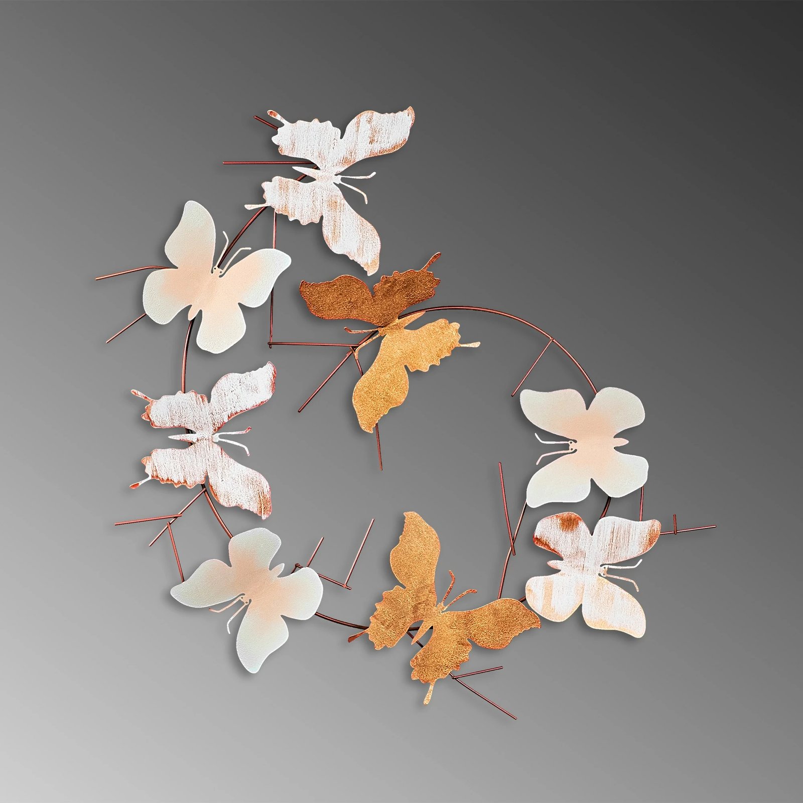 Aksesor dekorativ metalik për mur, flutura, Wallity, 3 copë