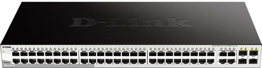 Switch D-Link DGS-1210-48/E, 48 porta Gigabit, 4 porta SFP, kasë rack, i zi