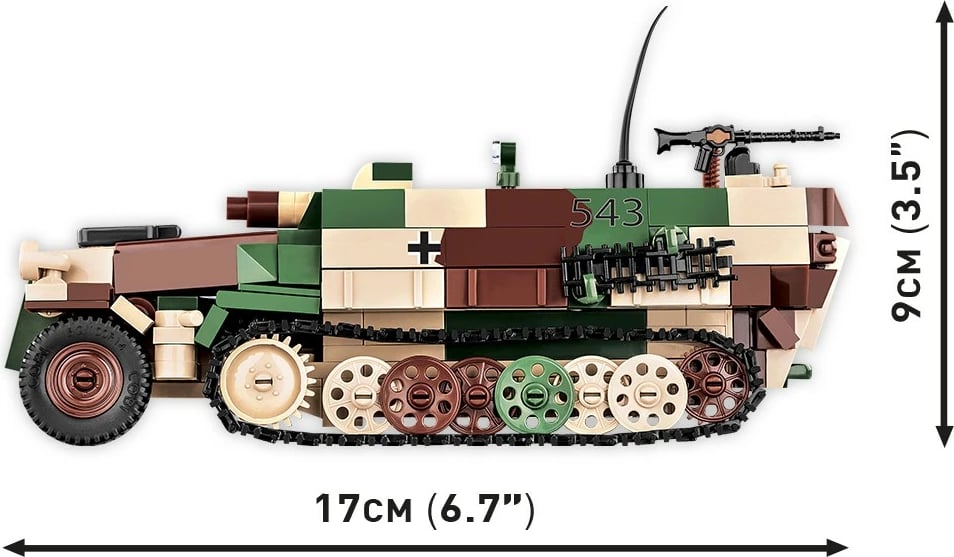 Set blloqesh Cobi Klocki Sd.Kfz. 251/9 Stummel, 485 pjesë, Kamuflazh