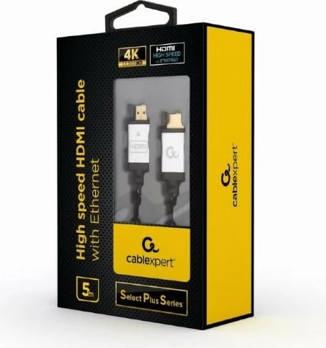 Kabllo HDMI Gembird CCB-HDMIL-5M, 5m, High Speed me Ethernet, E zezë/Argjend