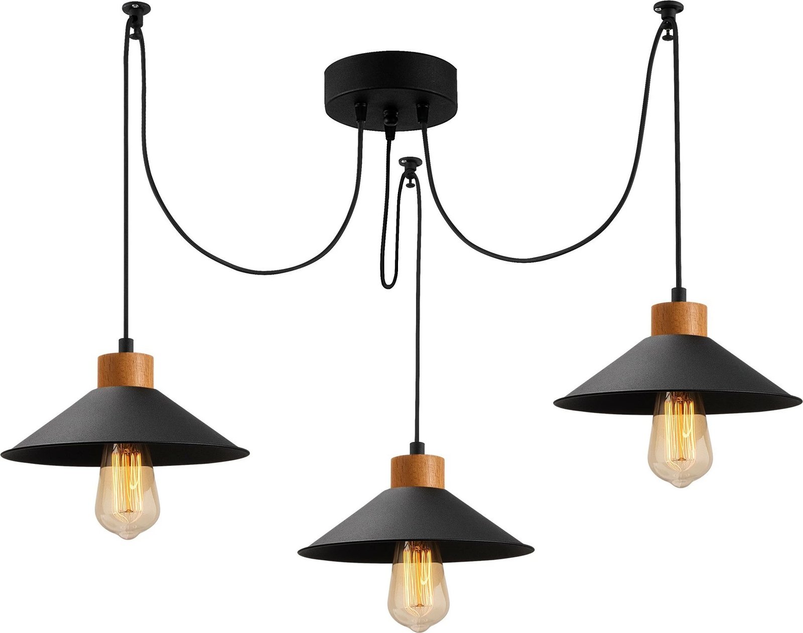 Llambë tavani moderne Opviq, Manavgat - N-546, ngjyrë e zezë, metal dhe dru