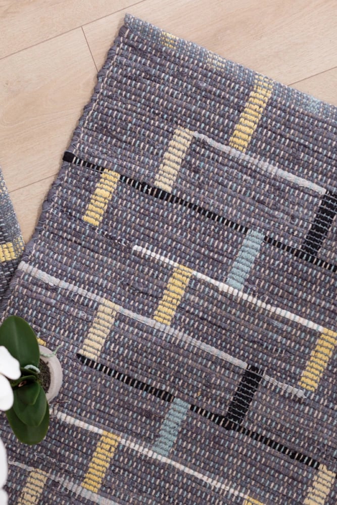 Qilim Box, pambuk, blu-bezhë, 60x90cm