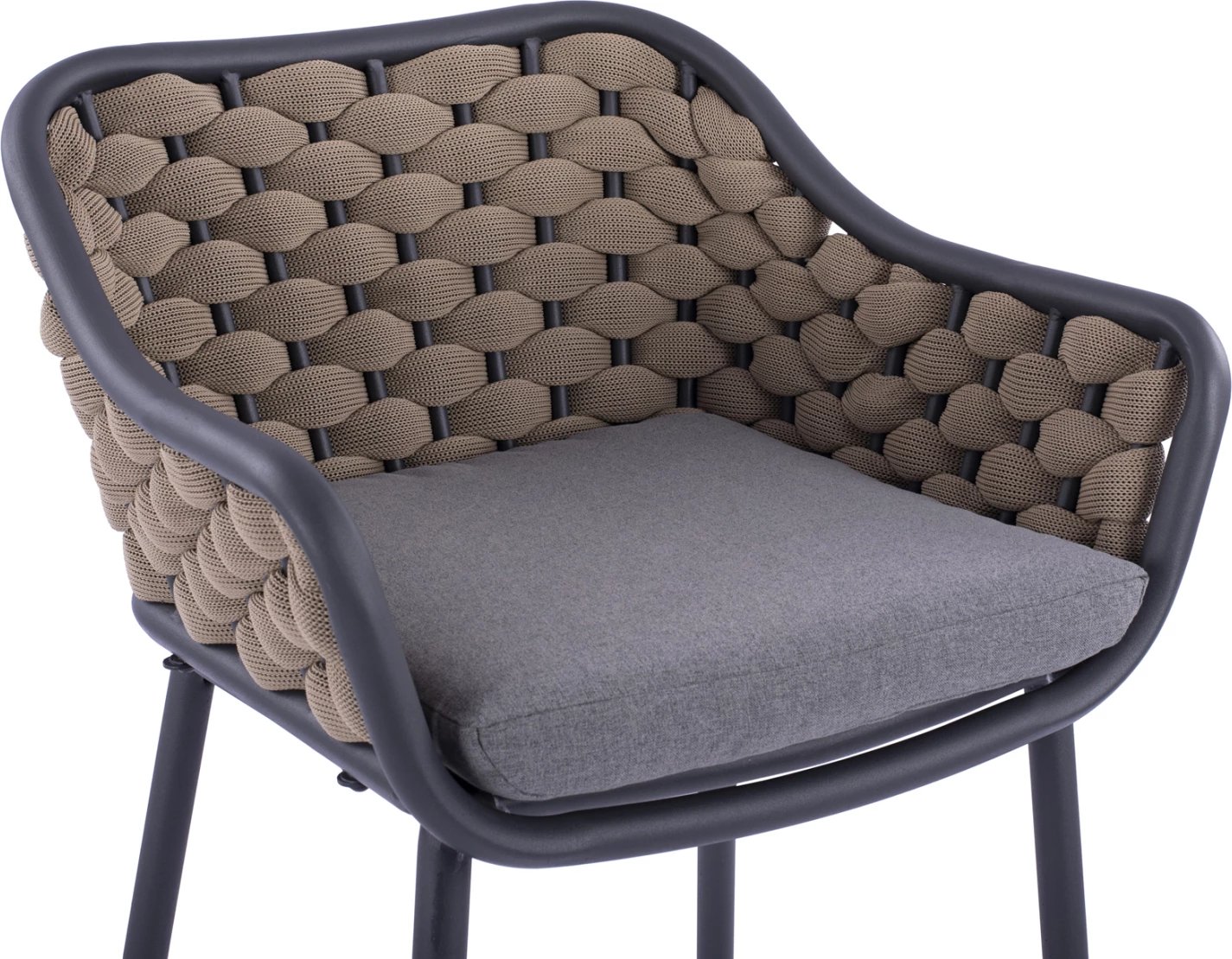 Karrige për bar me kornizë metalike dhe litar thurje bezhë FH5715 54x54x103cm