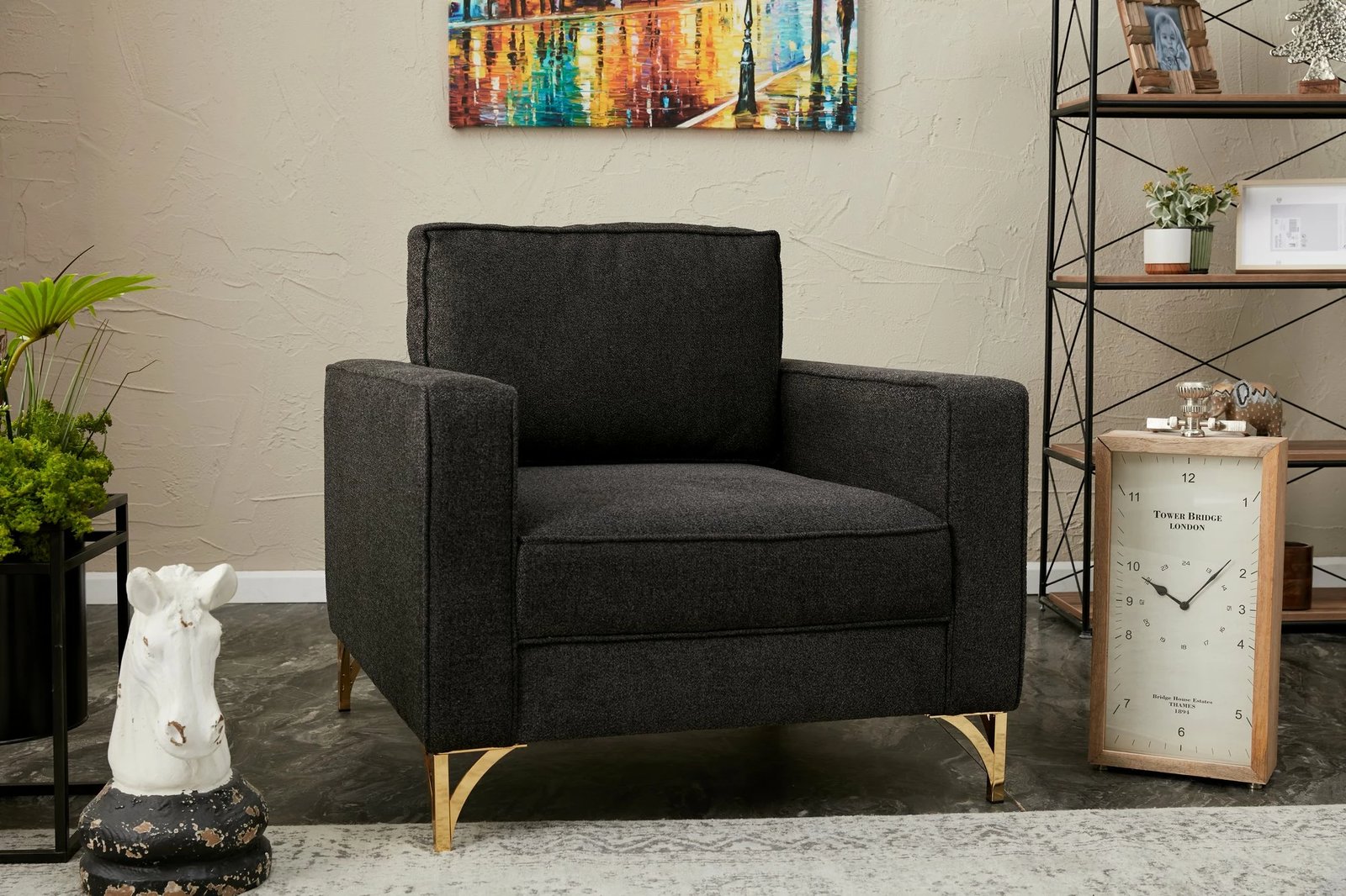 Karrige një vendëshe Atelier del Sofa, Berlin, antracit, ar