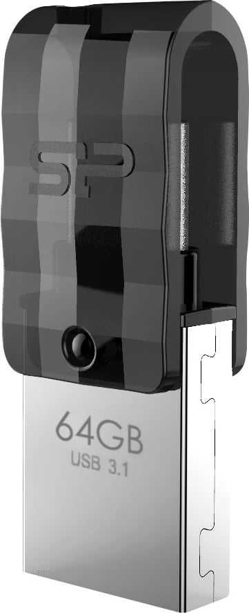USB flash Silicon Power Mobile C31 64GB, USB Type-A/Type-C, zi, argjend