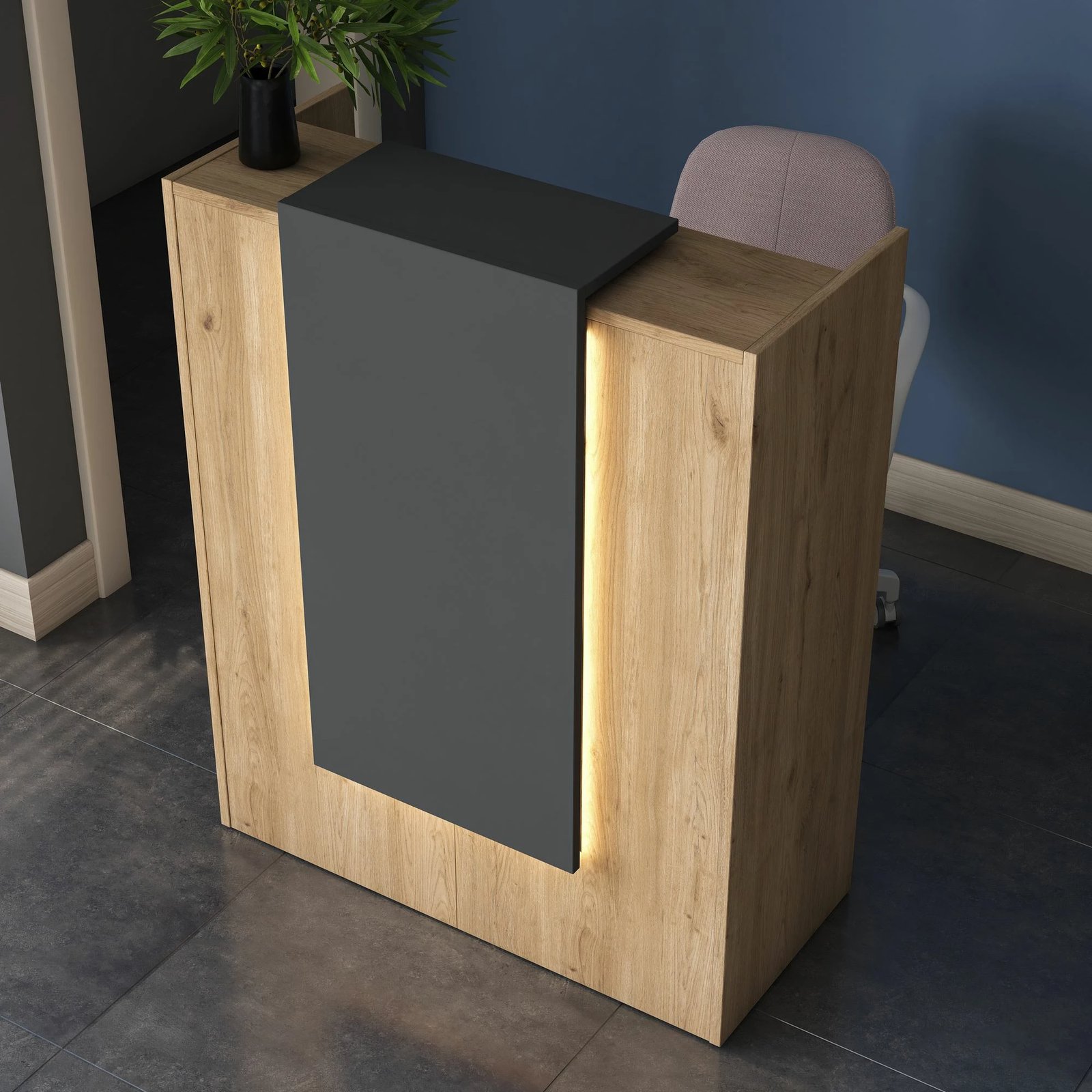 Tavolinë pritjeje Hanah Home, MA101 - 3859, ngjyrë arrë dhe antracit