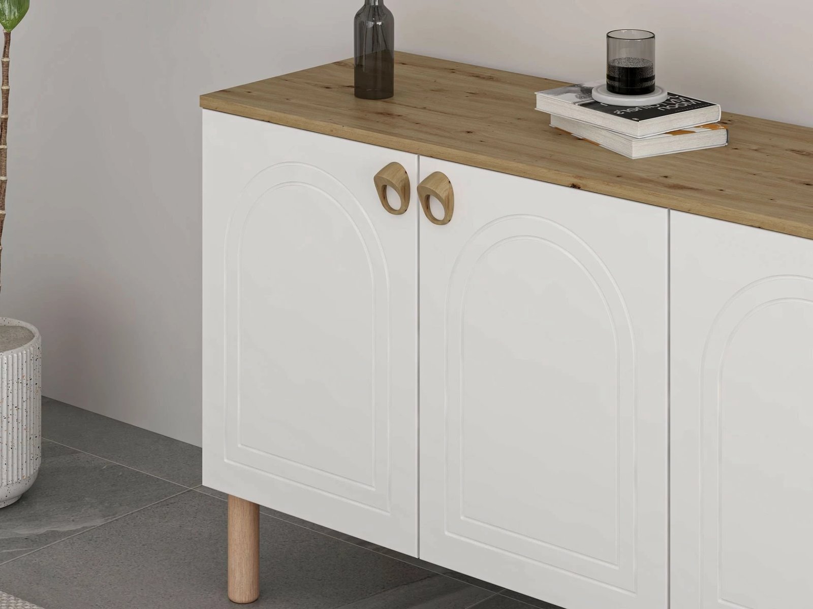 Konsol Skye Decor, pasqyrë Lotus, e bardhë