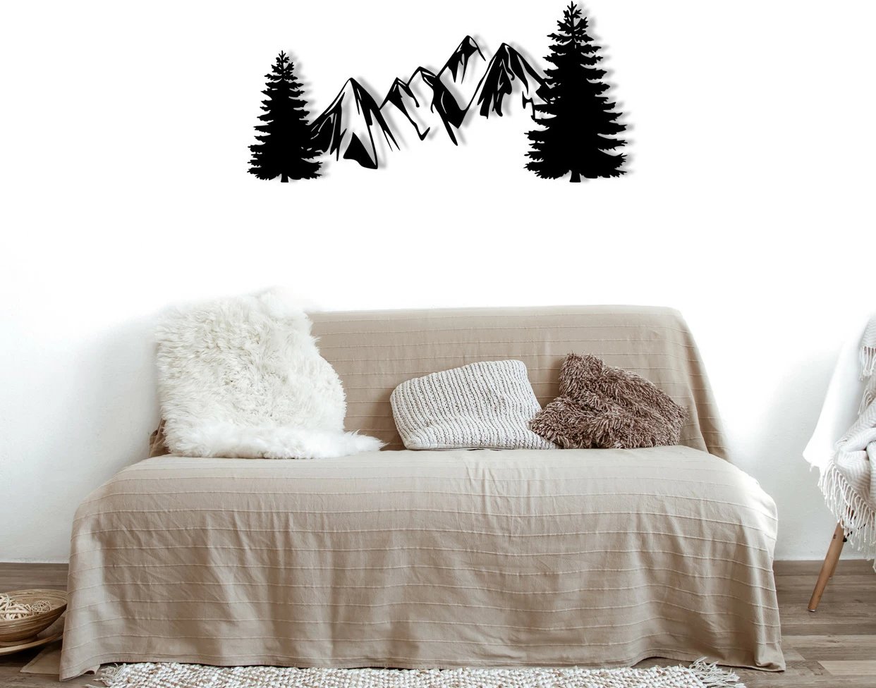 Aksesor dekorativ metalik për mur, Wallity, pishë