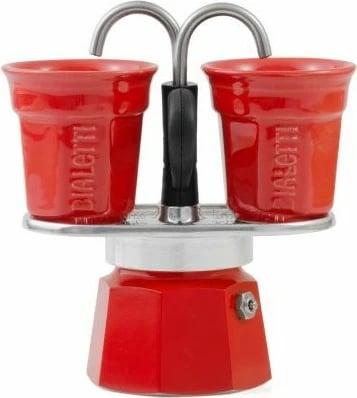 Moka pot Bialetti Mini Express, 2 gota, alumini, e kuqe