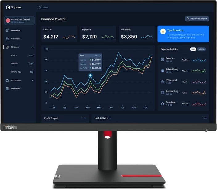Monitor, Lenovo, T22i-30 63B0MAT6EU, e zezë