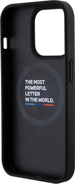 Mbështjellës BMW Quilted Tricolor MagSafe për iPhone 15 Pro, i zi
