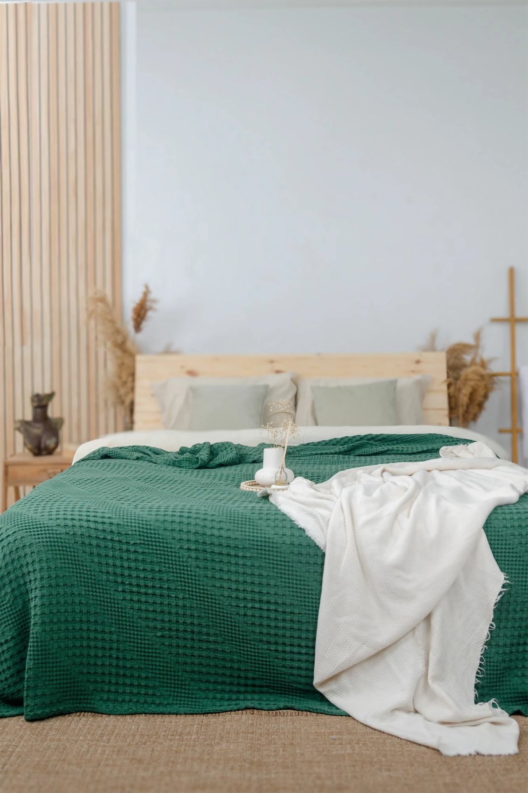 Mbulesë krevati King, ngjyrë e gjelbër e errët, Joanna, 220x240cm