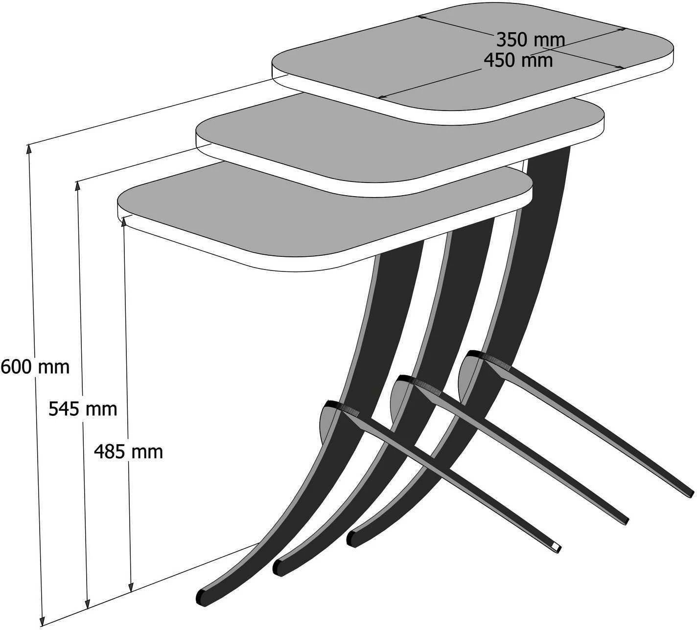 Set tavolinash ndihmëse (3 copë), Hanah Home, Pion - ngjyrë lisi