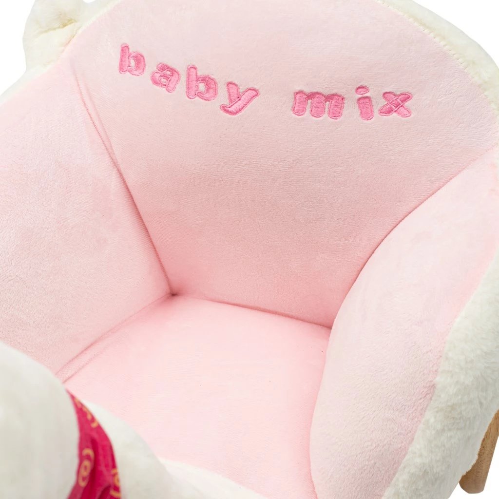 Lodër lëkundëse me rrota dhe melodi, Baby Mix Swan, për fëmijë 10m+, sedilje 22x45 cm, kapacitet 30 kg, e bardhë