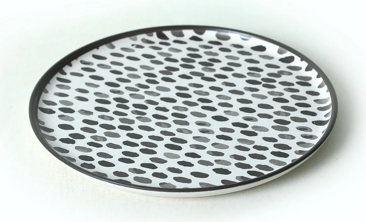 Set enësh për drekë, qeramikë, 24 copë, Hermia Concept, ngjyrë e zezë dhe e bardhë