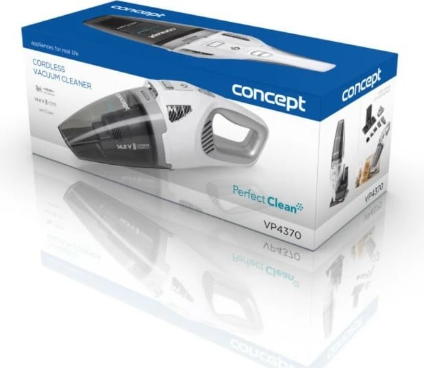 Fshesë dore, Concept, VP4370, 14.8 V Li-ion 2200 mAh, Wet & Dry, HEPA, deri 40 min, 450 ml, gri e bardhë
