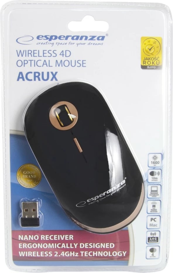 Maus wireless Esperanza Acrux EM127, USB, i zi