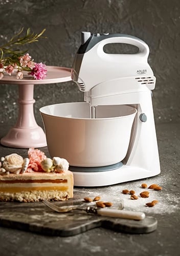Mikser me tas, Adler AD 4202, 3L, 5 shpejtësi, 300W, turbo, i bardhë/gri