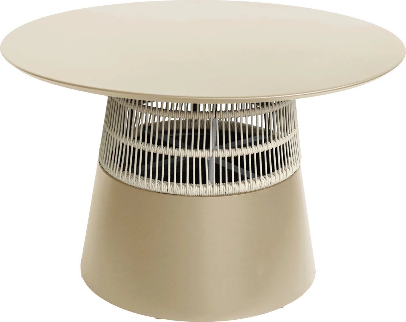 Tavolinë e rrumbullakët SAEID FH6106.04 alumin, ngjyrë shampanjë, litar sintetik, ngjyrë bezhë, Φ120x75H cm